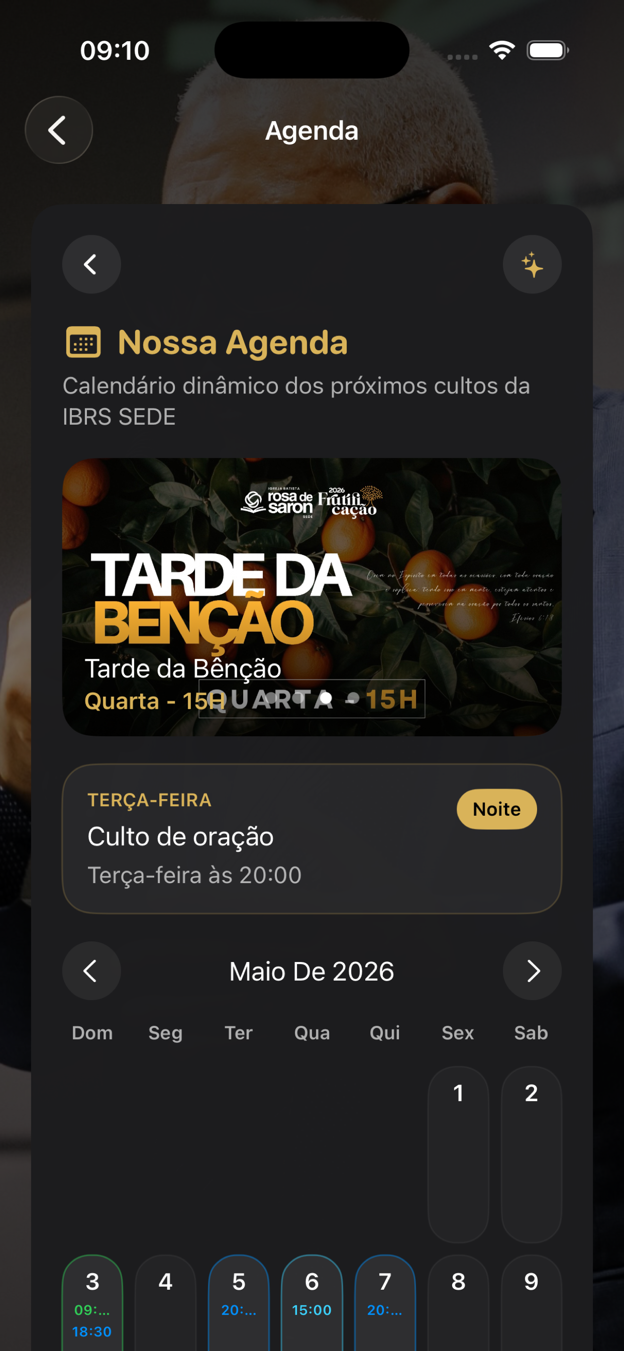 Tela da agenda