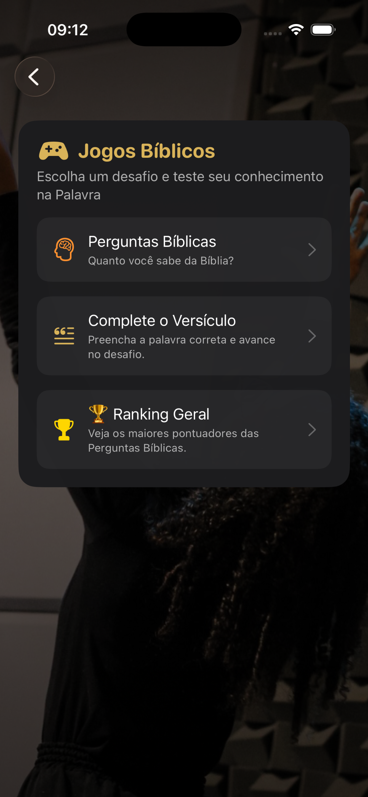 Tela jogos bíblicos